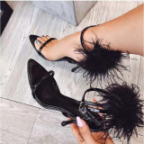 Arden Furtado fashion sandals women's shoes stilettos heels buckle strap online celebrity big size 45 feather shoes