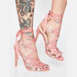 Arden Furtado Summer Fashion Trend Women's Shoes Stilettos Heels Pure Color Gladiator Pink Sandals Ankle strap  Sexy Elegant