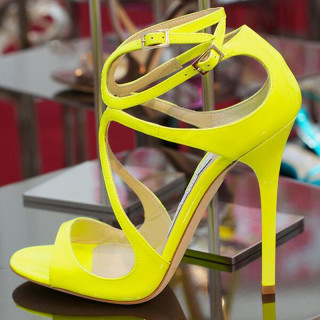 Arden Furtado summer  fashion women's shoes stilettos heels peep toe yellow cage sandals