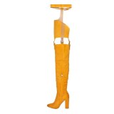 Arden Furtado Fashion Women's Shoes Winter  Pointed Toe Personality Over The Knee High Boots Chunky Heels Zipper Sexy Elegant