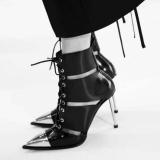Fashion sexy rivets fretwork boots stilettos metal high heels boots big size ankle boots matin boots