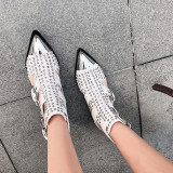 Arden Furtado Summer Fashion Trend Women's Shoes Pointed Toe Pure Color customizable color Buckle Cool boots Comfortable Classics Rivet