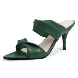 Arden Furtado Summer Fashion Trend Women's Shoes green rice-white Stilettos Heels  Concise Slippers Office Lady