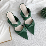 Arden Furtado Summer Fashion Trend Women's Shoes green rice-white Stilettos Heels  Concise Slippers Office Lady