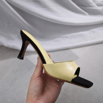Arden Furtado Summer Fashion Women's Shoes yellow Pure Color Leather Stilettos Heels Elegant Slippers