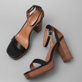 Arden Furtado Summer Fashion Trend Women's Shoes Chunky Heels  Sexy Elegant Pure Color Sandals