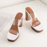 Arden Furtado Summer Fashion Trend Women's Shoes PVC Classics Concise Slippers Waterproof Chunky Heels  Sexy Elegant