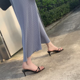 Arden Furtado Summer Fashion Women's Shoes Crystal Rhinestone Narrow Band Stilettos Heels   Sexy Elegant Pure Color Slippers