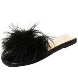 Arden Furtado Summer Fashion Trend Women's Shoes Concise Sweet Classics Flats Concise Feather Slippers Sexy Elegant Pure Color