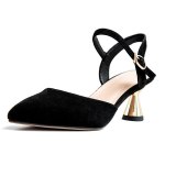 Arden Furtado Summer Fashion Women's Shoes Pointed Toe Buckle Sandals Pure Color apricot  Sexy Elegant Special-shaped Heels