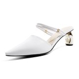 Arden Furtado Summer Fashion Women's Shoes Office lady Pointed Toe Chunky Heels  Sexy Elegant Pure Color Sandals Party Shoes
