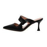 Arden Furtado Summer Fashion Women's Shoes Pointed Toe Stilettos Heels closed toe Mules Slippers genuine leather