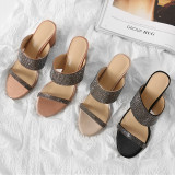 Arden Furtado Summer Fashion Trend Women's Shoes Chunky Heels Personality Elegant Pure Color nude Classics Slippers Narrow Band