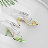 Arden Furtado Summer Fashion Trend Women's Shoes Stilettos Heels Sandals Leather Concise Buckle Mature Narrow Band Classics
