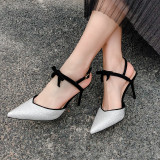 Arden Furtado Summer Fashion Trend Women's Shoes Pointed Toe Sexy Elegant Buckle Pure Color silver Mature Office lady Sandals Party Shoes