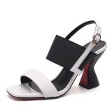 Arden Furtado Summer Fashion Trend Women's Shoes Square Head Sexy Elegant Classics Concise Buckle Sandals Special-shaped Heels