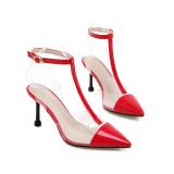 Arden Furtado Summer Fashion Women's Shoes Pointed Toe Stilettos Heels Sexy Mature Office Lady Elegant Pvc Sandals