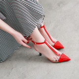 Arden Furtado Summer Fashion Women's Shoes Pointed Toe Stilettos Heels Sexy Mature Office Lady Elegant Pvc Sandals