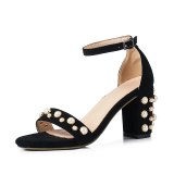 Arden Furtado Summer Fashion Trend Women's Shoes Chunky Heels Pearl Sexy Classics Buckle Concise Elegant Pure Color Sandals