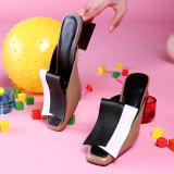 Arden Furtado Summer Fashion Women's Shoes Chunky Heels  Square Head Sexy Mixed Colors Classics Shallow Elegant Mules Slippers