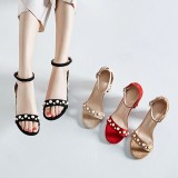 Arden Furtado Summer Fashion Trend Women's Shoes Chunky Heels Pearl Sexy Classics Buckle Concise Elegant Pure Color Sandals
