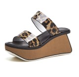 Arden Furtado Summer Fashion Women's Shoes Waterproof Slippers casual Personality Leopard wedges slides