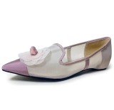 Arden Furtado Summer Fashion Women's Shoes Pointed Toe sweet flowers Pink mesh Flats