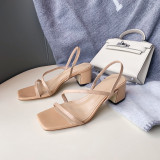 Arden Furtado Summer Fashion Trend Women's Shoes  Sexy Elegant Pure Color Sandals Classics Concise Chunky Heels Narrow Band