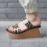 Arden Furtado Summer Fashion Women's Shoes Waterproof Slippers casual Personality Leopard wedges slides