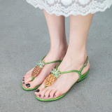 Arden Furtado Summer Fashion Trend Women's Shoes Sexy Sandals Buckle Concise green Leather Concise Mature Narrow Band Classics