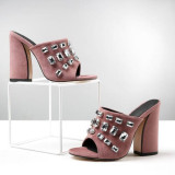 Arden Furtado summer 2019 fashion women's shoes chunky heels slippers crystal rhinestone slides