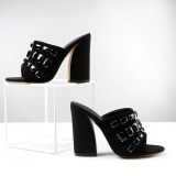 Arden Furtado summer 2019 fashion women's shoes chunky heels slippers crystal rhinestone slides