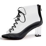 Arden Furtado Summer Fashion Trend Women's Shoes  Sexy Elegant Pure Color white Cool boots Chunky Heels Peep Toe  Cross Lacing