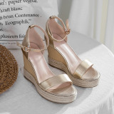 Arden Furtado Summer Fashion Trend Women's Shoes   Sexy Elegant Pure Color Sandals Office lady Buckle Mature Concise Wedges