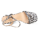 Arden Furtado Summer Fashion Trend Women's Shoes Chunky Heels Sandals Sexy Buckle Elegant Leopard Print Mature Narrow Band