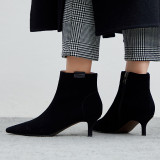 Arden Furtado Fashion Women's Shoes Winter  Pointed Toe Stilettos Heels Zipper Sexy  Matte Elegant  Pure Color Short Boots