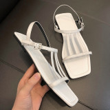 Arden Furtado Summer Fashion Trend Women's Shoes  Sexy Elegant Pure Color Sandals Leather Concise Narrow Band Big size 40