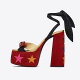 women's shoes hot style brand shoes platform chunky heels red heart gold stars peep toe sandals party shoes