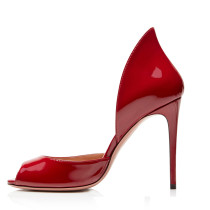 Arden Furtado Summer Fashion Women's Shoes Sexy Elegant Pure Color Peep Toe Sandals Slip-on Stilettos Heels Party Shoes Red heels