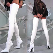 Arden Furtado fashion women's shoes online celebrity zipper pure color white booties over the knee thigh high boots stilettos heels