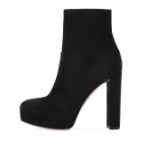 Arden Furtado spring autumn fashion style woman shoes women platform high heels round toe zipper chunky heels grey ankle boots