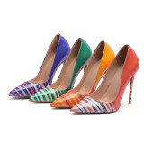 Arden Furtado Summer Fashion Trend Women's Shoes Pointed Toe Stilettos Heels  Slip-on  Mixed Colors Mature Pumps Party Shoes Big size 43