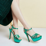 Arden Furtado Summer Fashion Trend Women's Shoes Stilettos Heels Sexy Elegant Pure Color Sandals Narrow Band  Big size 40