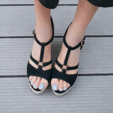 Arden Furtado Summer Fashion Trend Women's Shoes  Sexy Elegant Pure Color Sandals Wedges Sexy Concise Waterproof Matte