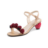 Arden Furtado Summer Fashion Trend Women's Shoes  Sexy Elegant Pure Color strawberry Sandals concise Buckle Sweet