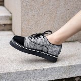 Arden Furtado Spring And autumn Fashion Women's Shoes Pure Color gray Cross Lacing Round Toe Leisure Concise  Classics Mature