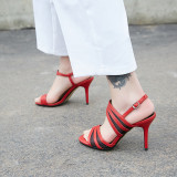 Arden Furtado Summer Fashion Trend Women's Shoes Stilettos Heels  Sexy Elegant Pure Color Sandals Buckle Concise Narrow Band
