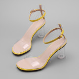 Arden Furtado Summer Fashion Women's Shoes Classics Chunky Heels Sexy Elegant Pure Color Narrow Band Elegant Buckle Sandals
