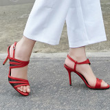 Arden Furtado Summer Fashion Trend Women's Shoes Stilettos Heels  Sexy Elegant Pure Color Sandals Buckle Concise Narrow Band