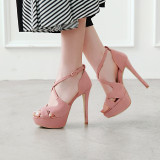 Arden Furtado Summer Fashion Trend Women's Shoes Stilettos Heels  Sexy  Matte Elegant Pure Color Party Shoes  Buckle Sandals